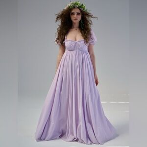 Selkie Seashell Gown, 1X, Lavender Cotton Maxi Dress